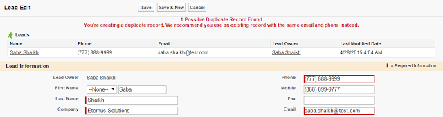 Duplicate Management in Salesforce