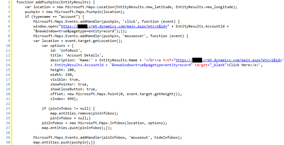 Bing Map for Microsoft Dynamics CRM using an HTML Web Resource
