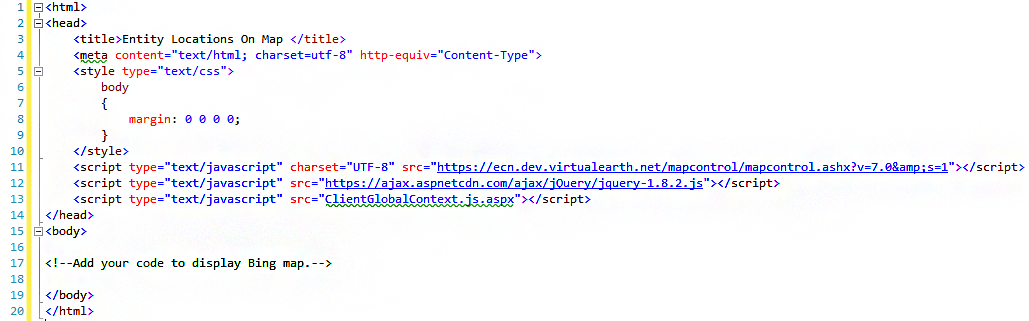 Bing Map for Microsoft Dynamics CRM using an HTML Web Resource