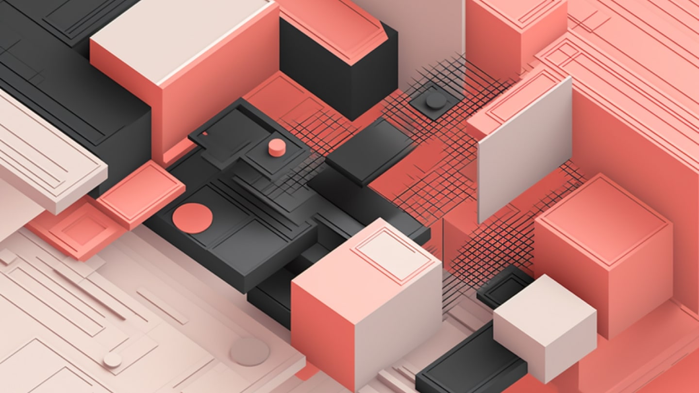 Monocrhomatic 3d illustration of blocks