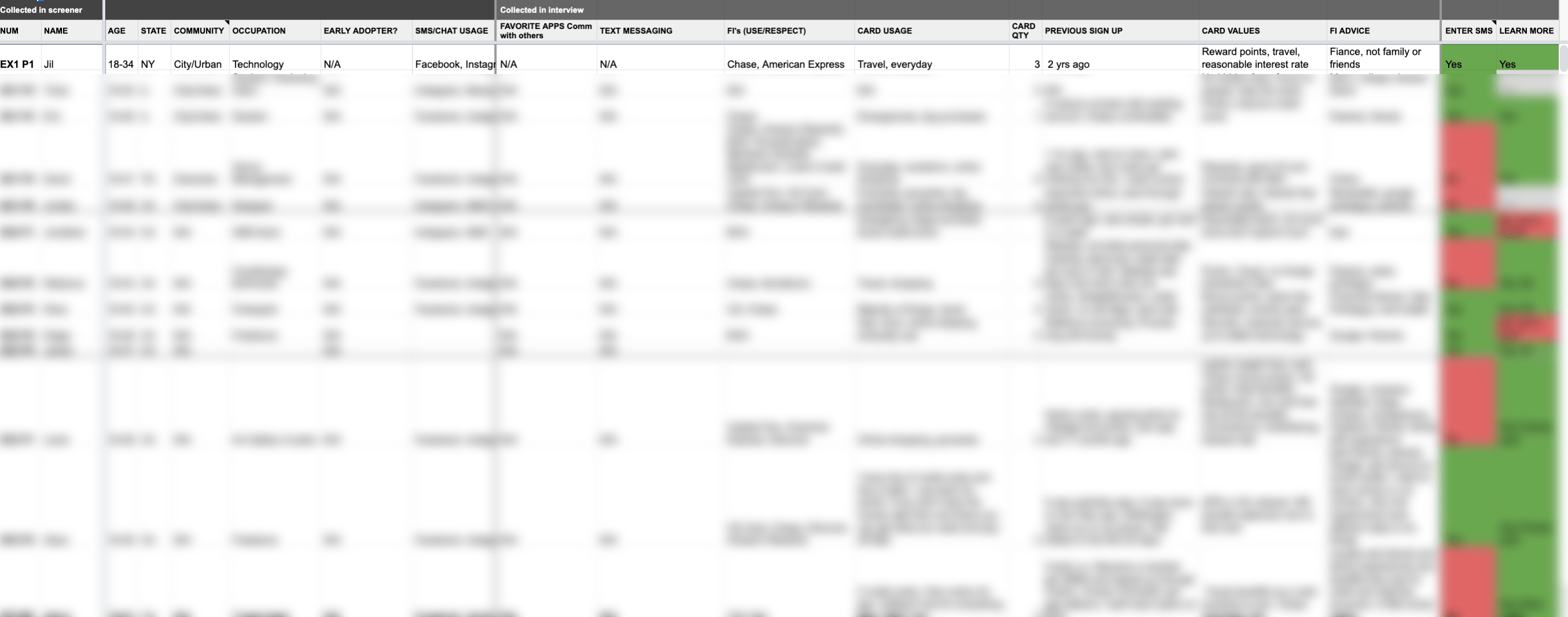 Screenshot of Participants Worksheet