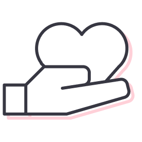 Critical human needs icon illustration of a hand holding a heart