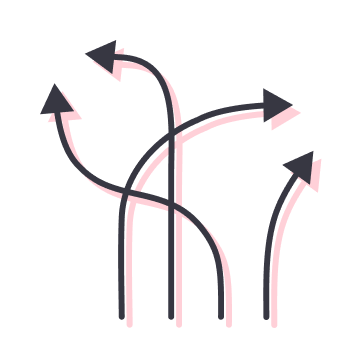 Flexible with ongoing business needs icon illustration of curving lines