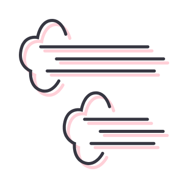 Speed icon illustration of two moving clouds