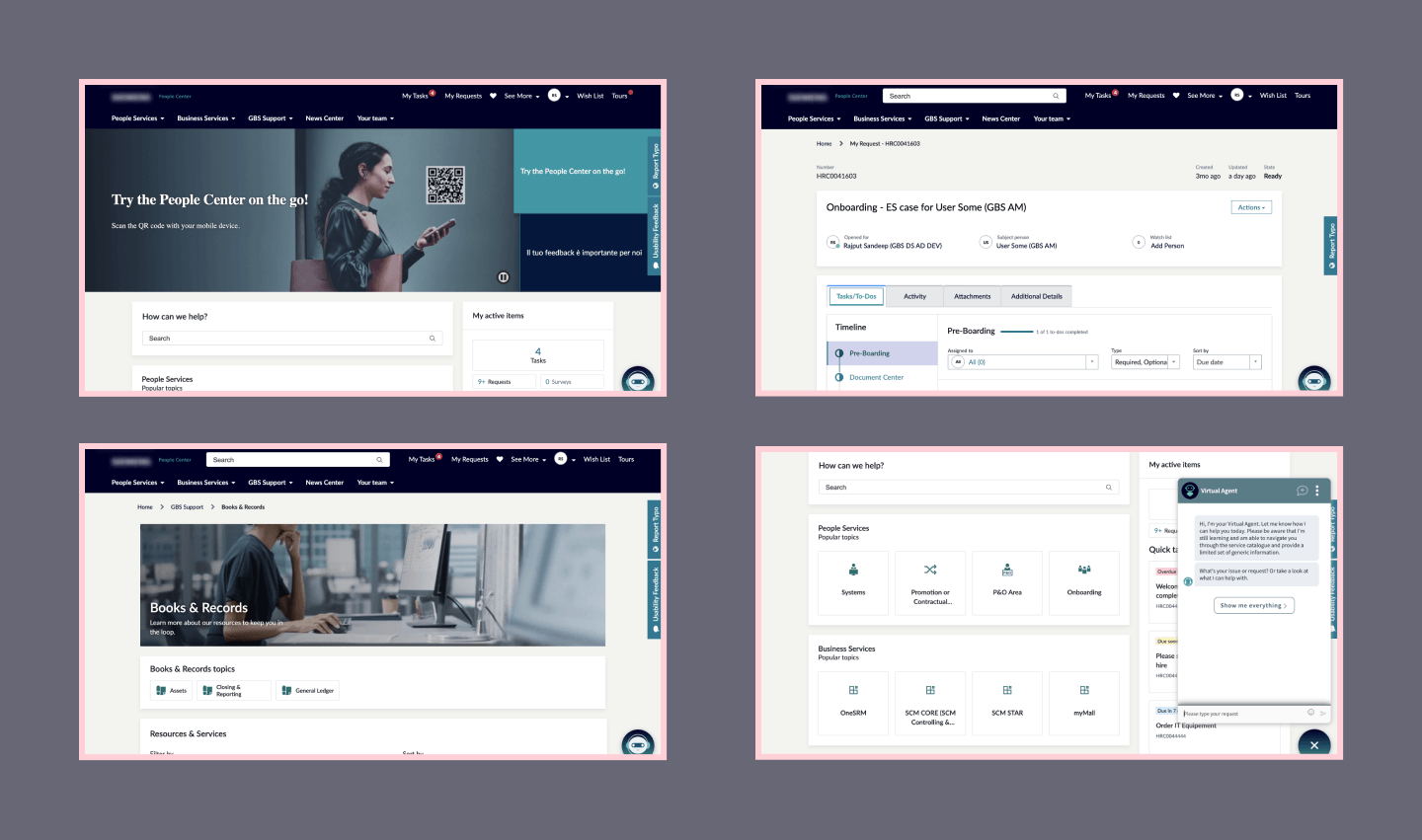 Screenshots of the HRSD dashboard we created for the client