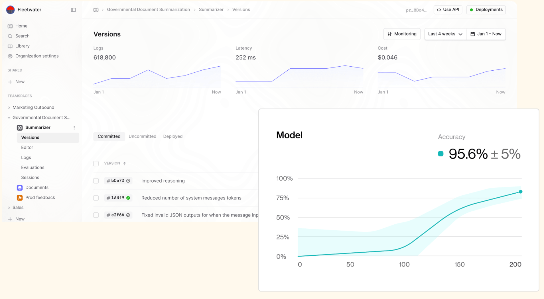 Quantitative eval dashboards to test for hallucinations